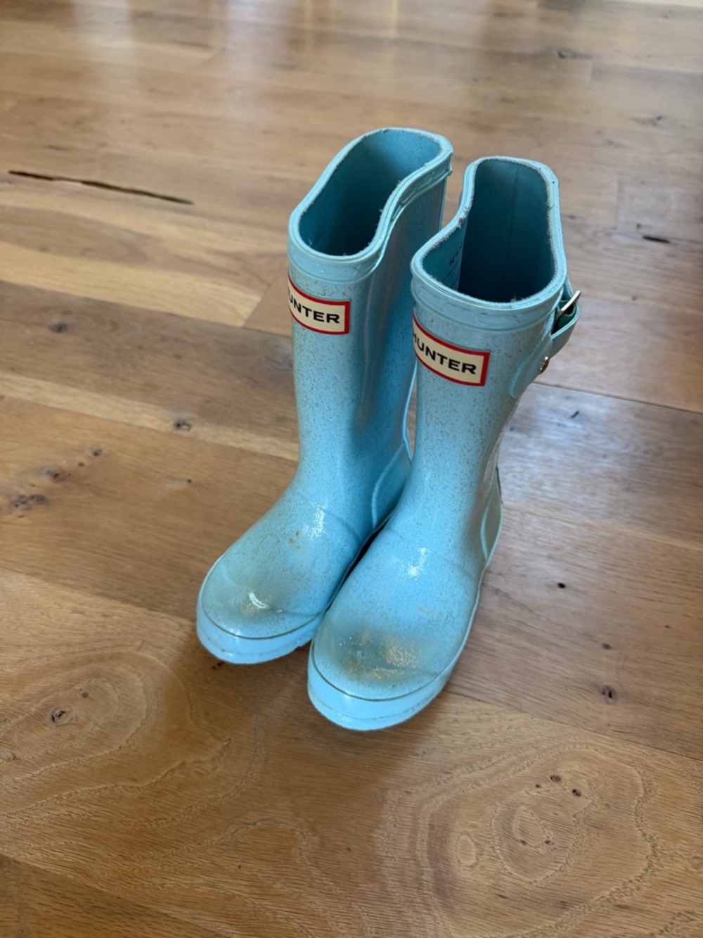 Hunter Kids Blue Glitter Rain Boots